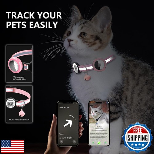 3 Pack-Waterproof Airtag Holder Cat Collar - Lightweight Kitten Collar for Ap - 第 5/5 張圖片