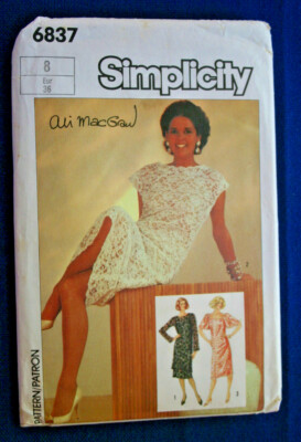 Vintage Simplicity by Ali MacGraw Lace Dresses with Slip Pattern #6837 Sz 8  | eBay