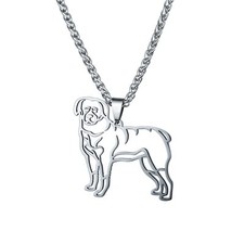 Stainless Steel Rottweiler Rott Rotti Dog Charm Pendant Necklace