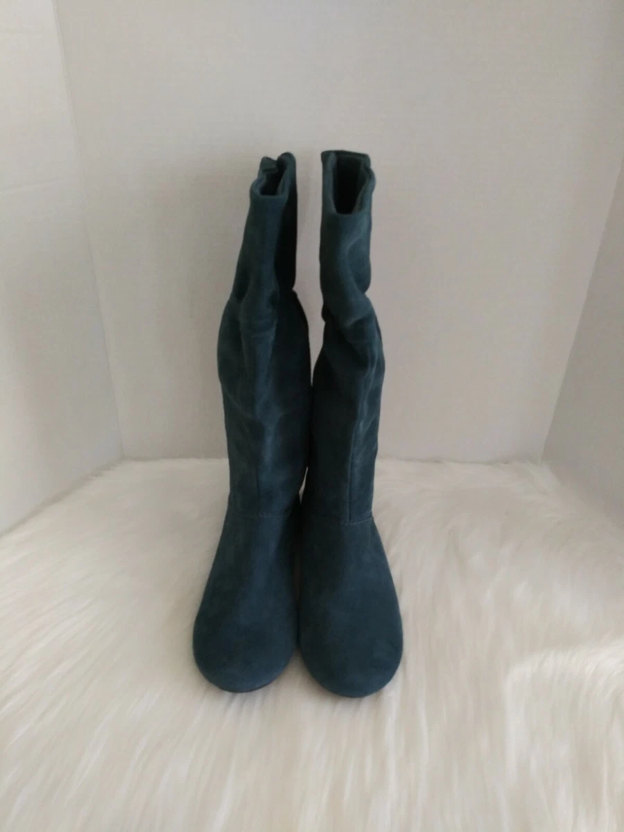 Nine West Women s Patrick 21 Mid Calf Suede Boots 8M Teal eBay