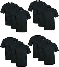 Pro Club Men's 12-Pack Heavyweight Cotton Short Sleeve Crew Neck T-Shirt Black