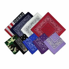 Cotton Scarf Head Wrap Bandana Multiple Colors 22" X 22" - 12 Pack