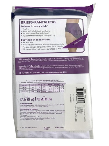 Fruit of the Loom® Women's Briefs 6-Pack "100% Cotton & Tag Free" 6DBRIAS - Picture 6 of 11