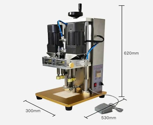 Desktop Glass Plastic Bottle Cap Twisting Machine Pneumatic Cap Rolling ...