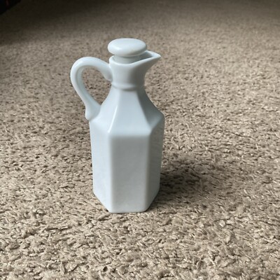 Vintage Xcell Unsigned Pottery China White Ceramic Oil - Vinegar Cruet 6''