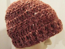 Crochet Bucket Beanie Skull Hat Textured Rusty Red NEW Hand Made in USA