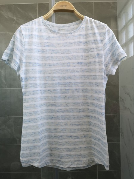 Cotton On Blue Grey Cotton Lightweight Striped Crew Neck Short Sleeve Tshirt S