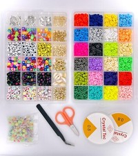 24 Colors Clay Beads Bracelet Making Kit, Charms Flat Beads For Jewelry Making