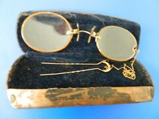 Antique Reading Glasses Hard case R  B Gold Filled .