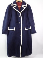 Vtg Lodenfrey Wool Mohair Trench Coat Navy Blue Large Made In West Germany