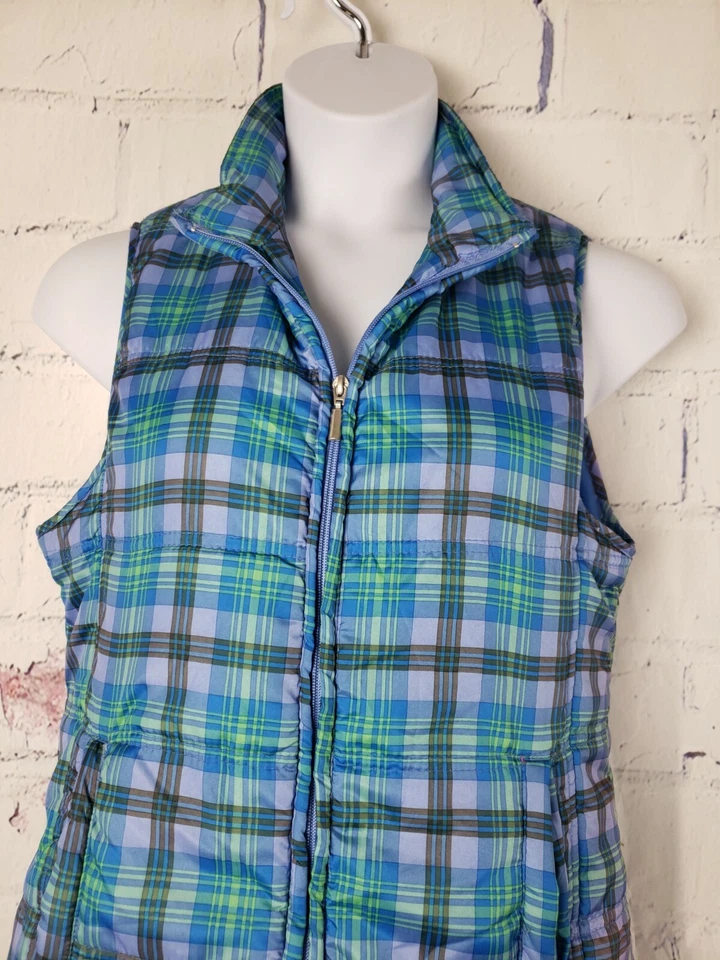 Jane Ashley Zip Front Multicolor Plaid Vest Large Polyester Satin 2 pocket Lined - Изображение 2 из 4