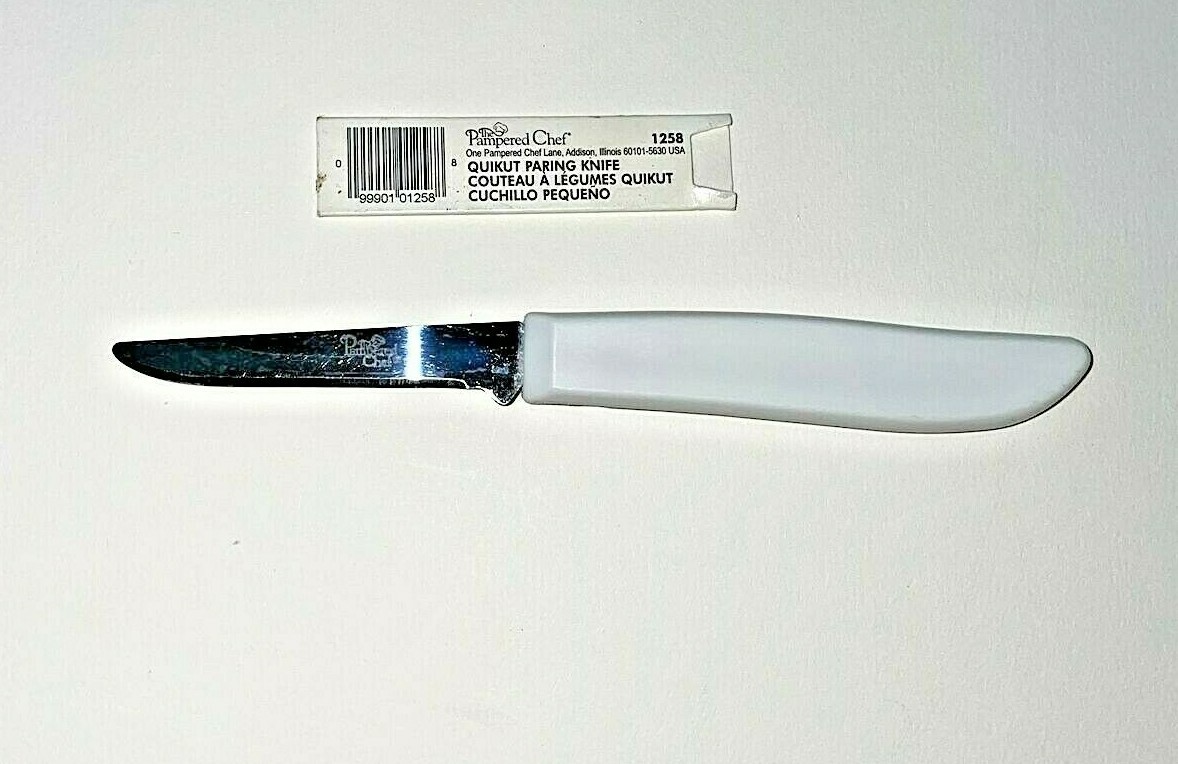 Pampered Chef Quikut Paring Knife 1250 White 2.5" Blade with Sleeve eBay