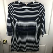 New NWT Women's J.Crew Maritime Knit Striped Dress Blue White Size Small