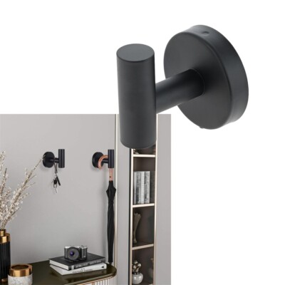 2pcs Black Bathroom Towel Robe Coat Hook Door Hanger Kitchen Hanging 61x55x52mm