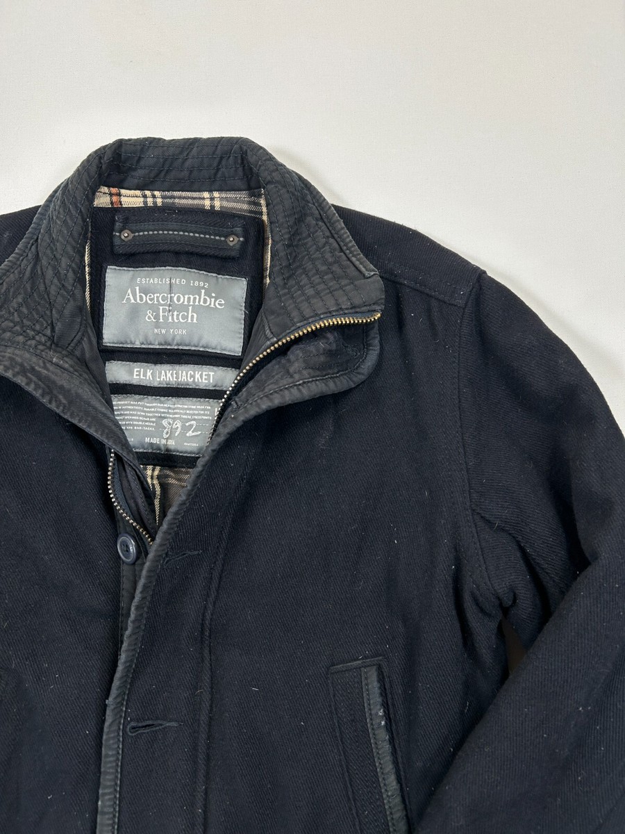 アバクロンビー＆フィッチ ELK LAKE JACKET ミニタリージャケット Abercrombie Fitch Jacket Mens Small Black Elk Lake Wool