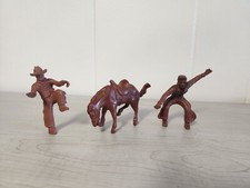 Vintage Plastic PVC Collectible Brown Cowboys w/ Horse Lot 3
