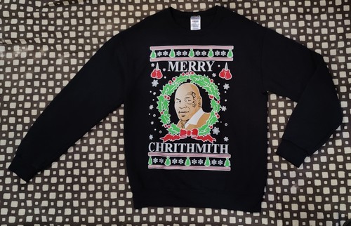 Horror Crewneck Sweatshirt Merry Chrithmith Sweatshirt Mike Tyson Ugly Sweater Theme Christmas Crewneck Royal Blue Crewneck Sweatshirt