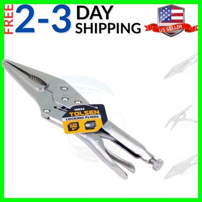 9'' Needle Nose Locking Vise Grips - Drop Forged Carbon Steel, Nickel Plated, ...