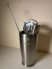Bacardi Rum F16 Boston Cocktail Shaker Set 2 Piece Mixology Stainless/Glass