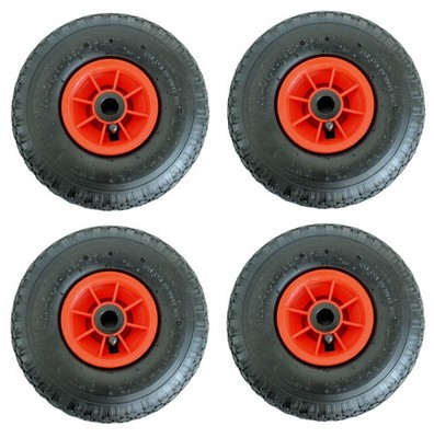 4x Sackkarrenrad Luftrad 260x85 mm 3.00-4 Nabe Ø 20 mm robustes 4 PR Gewebe