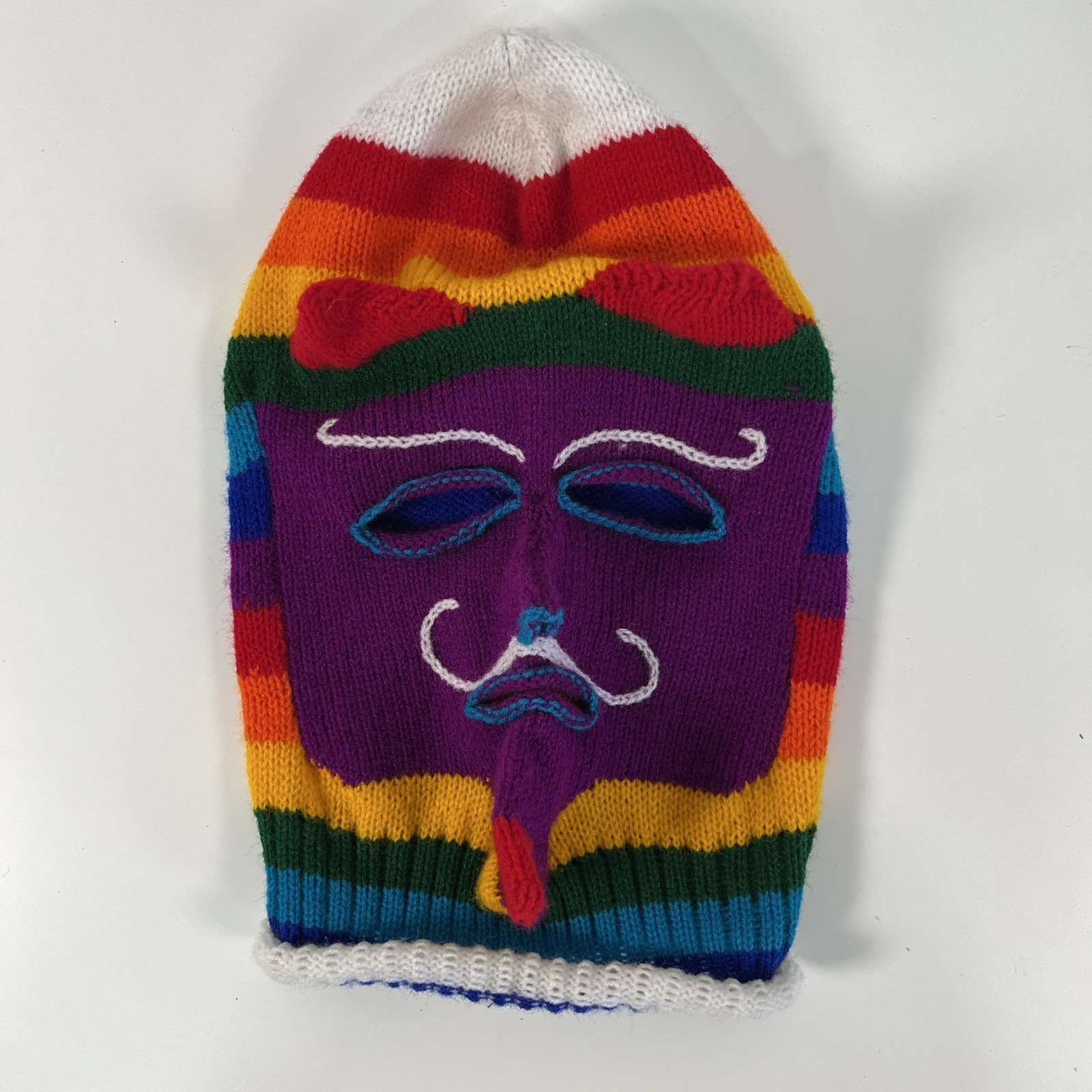 Knitted Balaclava Rainbow Striped Devil Ski Mask image 5
