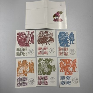 6 tarjetas máximas Suiza Pro Juventute cuentos de hadas dicen sello especial funda
