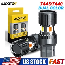 Canbus LED Switchback Light White Amber 7443 Two Bulb Front Turn Signal No Error