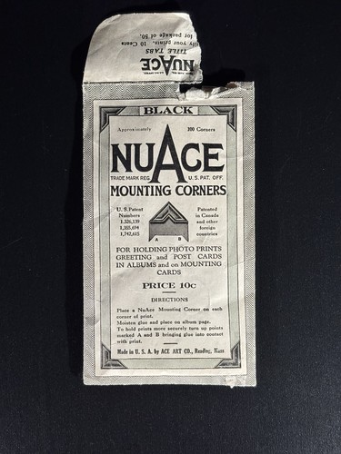 Vintage Black NuAce Mounting Corners Package Opened
