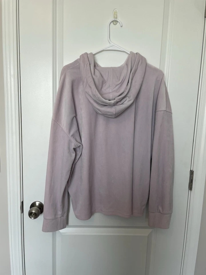 DKNY Sport Velour Embossed-Logo Pullover Hoodie Size XL Lavender Purple Women’s - Image 2 of 4