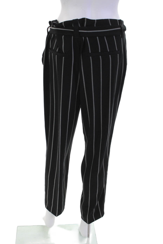 Cambio Womens Zipper Fly Belted Striped Dress Pants Black Gray Size 12 - Picture 3 of 6