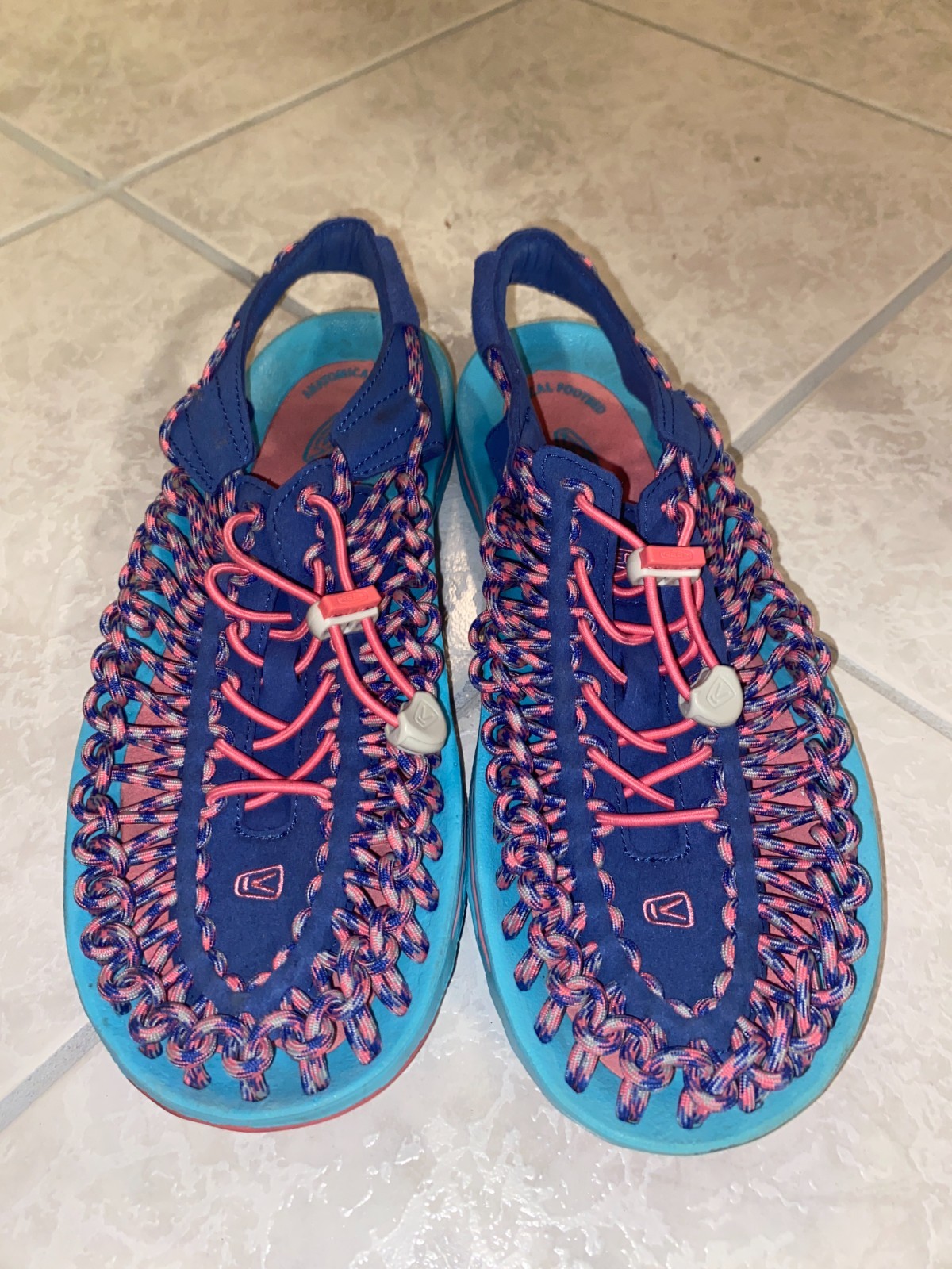 KEEN Sandali donna UNEEK rotondi in corda vero blu rosa taglia 10 US