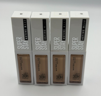 4 PACK Maybelline Super Stay Active Wear Up to 30H Concealer 0.33oz Shade #18