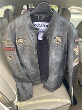 Ducati Dainese Historical Leather Jacket Vintage Patched Moto Grey Men's XL