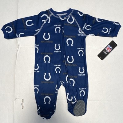NFL Team Apparel Boys Indianapolis Colts One Piece Blue 3-6M Zip Grip Foot
