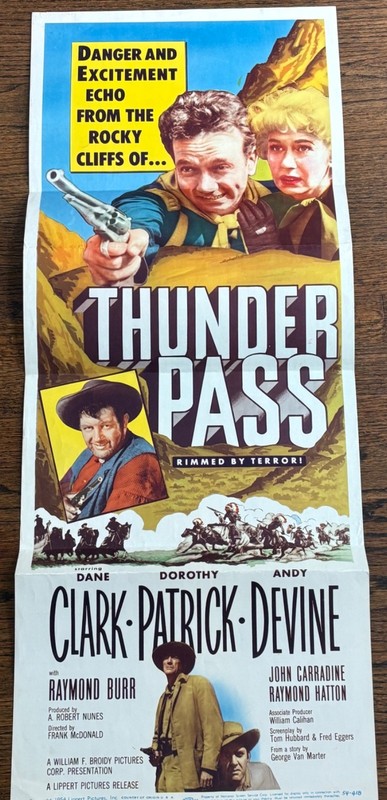 Thunder Pass Original Western  Insert Movie Poster 1954 Dane Clark 36x14