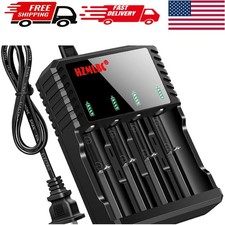 4 Pack 18650 Flat Top Rechargeable Battery Lithium with Charger 3.7V 3300mAh