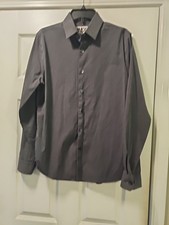 Express Mens Dress Shirt Grey 1MX Cotton/spandex Slim Fit Medium
