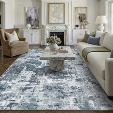 Area Rugs 5x7 Navy Blue And Gray For Living Room Reduced Price Modern Clearance