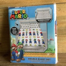 SUPER MARIO DOUBLE DUVET DOONA SEAT 2-SIDED SEALED REVERSIBLE COVER AND CASES