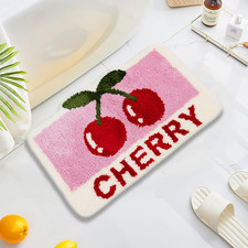 Ukeler Cute Cherry Bath Mat For Bathroom Non Slip Absorbent Bathroom Rugs