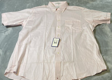 Nordstrom Short Sleeve Dress Shirt Men 17.5 Pink Cotton USA Made New w/ Flaw