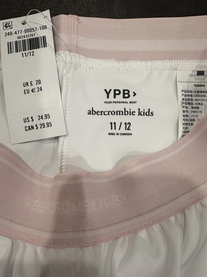 Abercrombie & Fitch YPB hot pink And White running shorts For Girls Size 11/12 - Image 4 of 4
