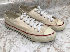 Vintage Converse Unbleached White Low Tops Mens Size 6 Lace Up Designed In USA