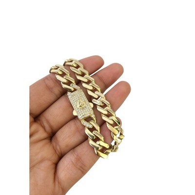 Real 10K Royal Monaco Bracelet Yellow Gold 8'' Box Clasp 9mm Genuine Unisex