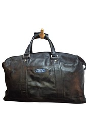 Vintage Very Large Ford Black Full Grain Leather Duffel Bag