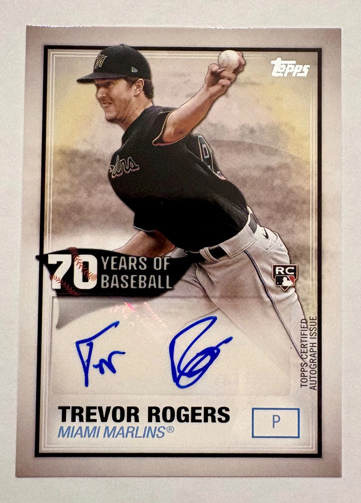 2021 Topps Trevor Rogers #70YA-TR 70 Years of Baseball Autograph - Marlins
