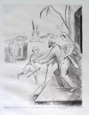 Walter Wellenstein, Tobias, Radierung, 1925, handsigniert