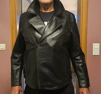 BMW ORIGINAL Motorradlederjacke im Brando- Style  in Gr. 3XL schwarz neuwertig - Bild 1 von 4