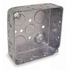 Raco 192 Electrical Box, Square, 2 Gangs, Galvanized Zinc, 1-1/2 In D, 4 In W,