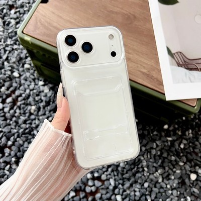 Candy Color Shockproof Case Clear Soft Silicone TPU + PC Card Stand Cover Holder